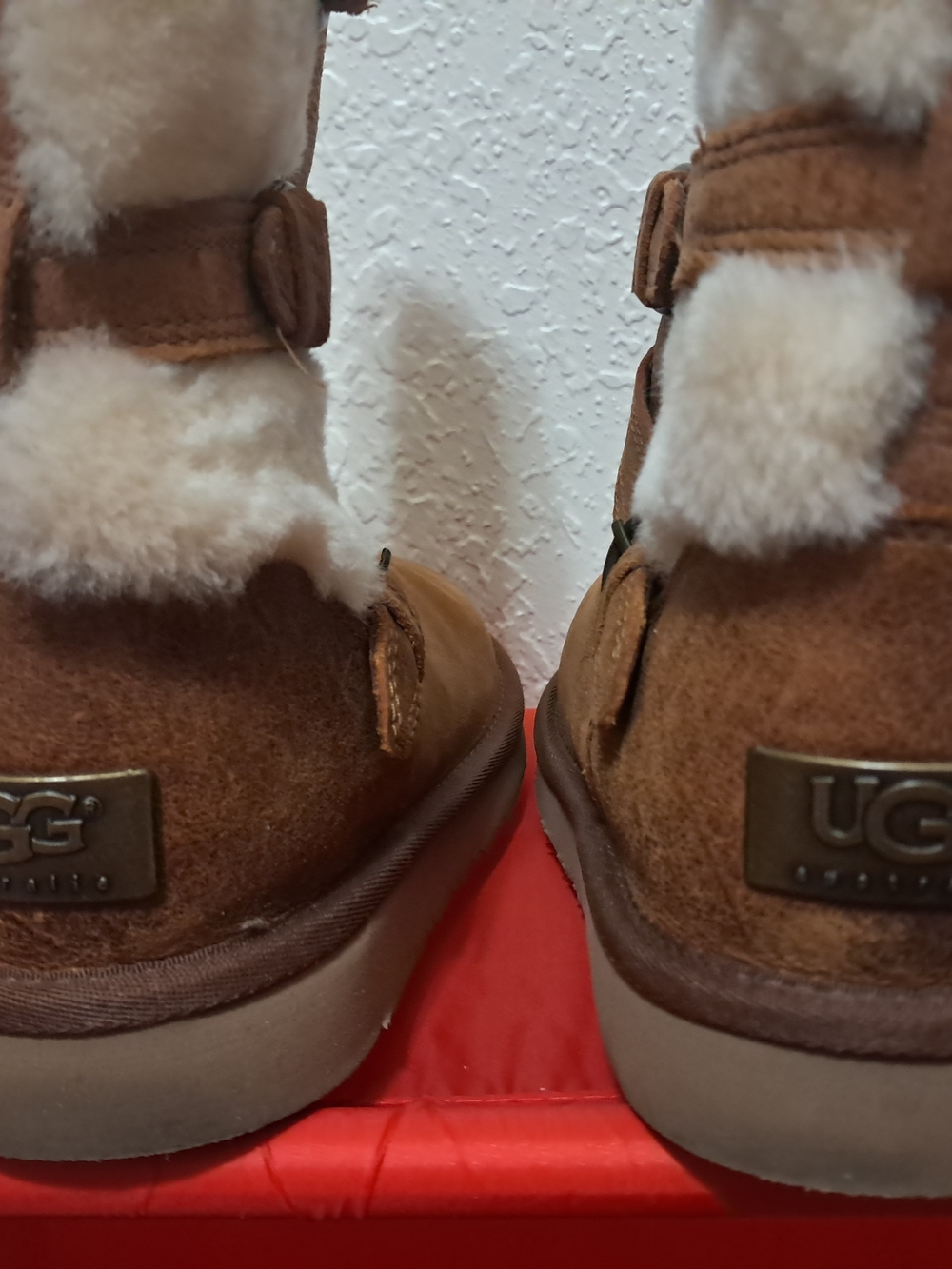 UGG Kids Chestnut Brown Suede Shearling Cuff Boots